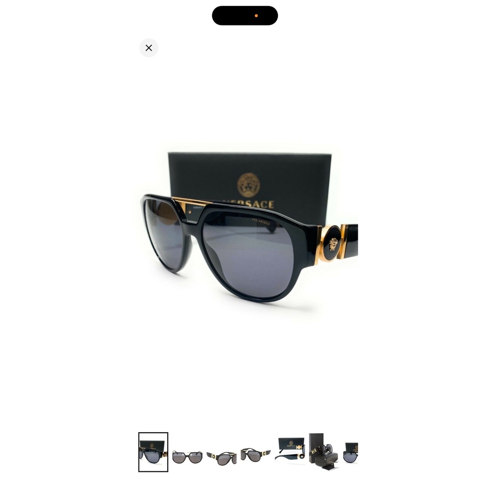Versace MOD 4371 GB1/8G Black Gold Medusa Pilot Sunglasses Italy 58-16-140